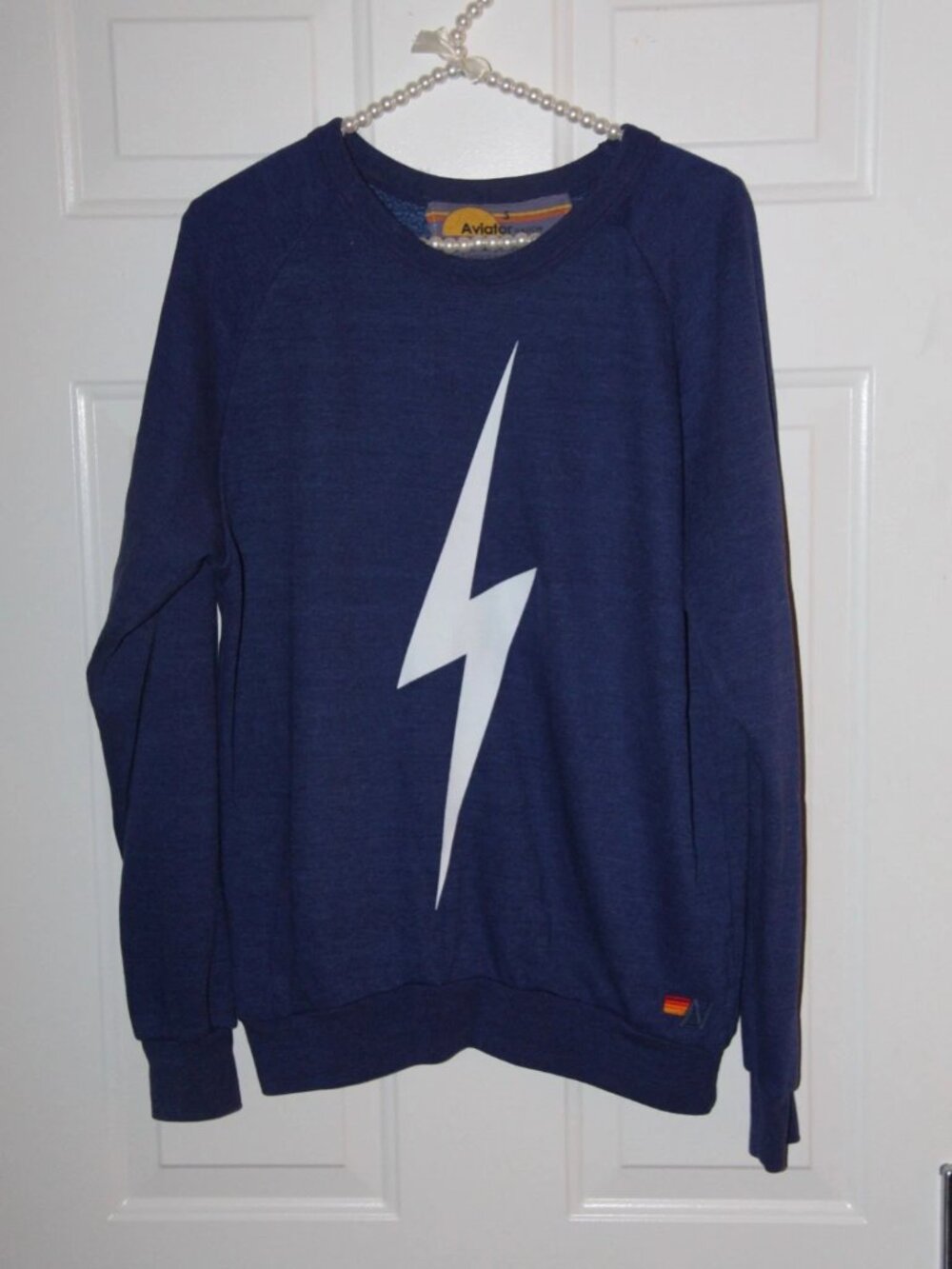 Aviator Nation Lightening Bolt Purple Sweatshirt and Matching Joggers; Size Med